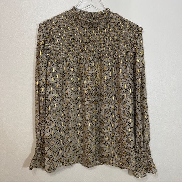 Elan Tops - ELAN long sleeve metallic blouse
